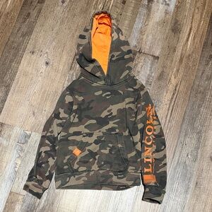 Lincoln Kids Camouflage Hoodie with Orange Lining